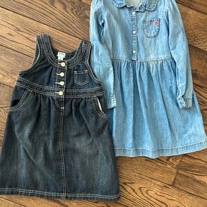 Old Navy & OshKosh B’gosh Dark Blue and Light Blue Denim Dresses Set of 2